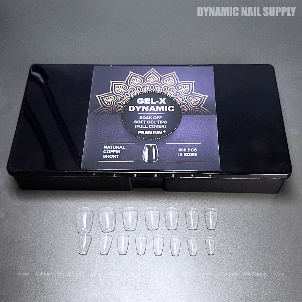 Natural short coffin gel tips box - 3