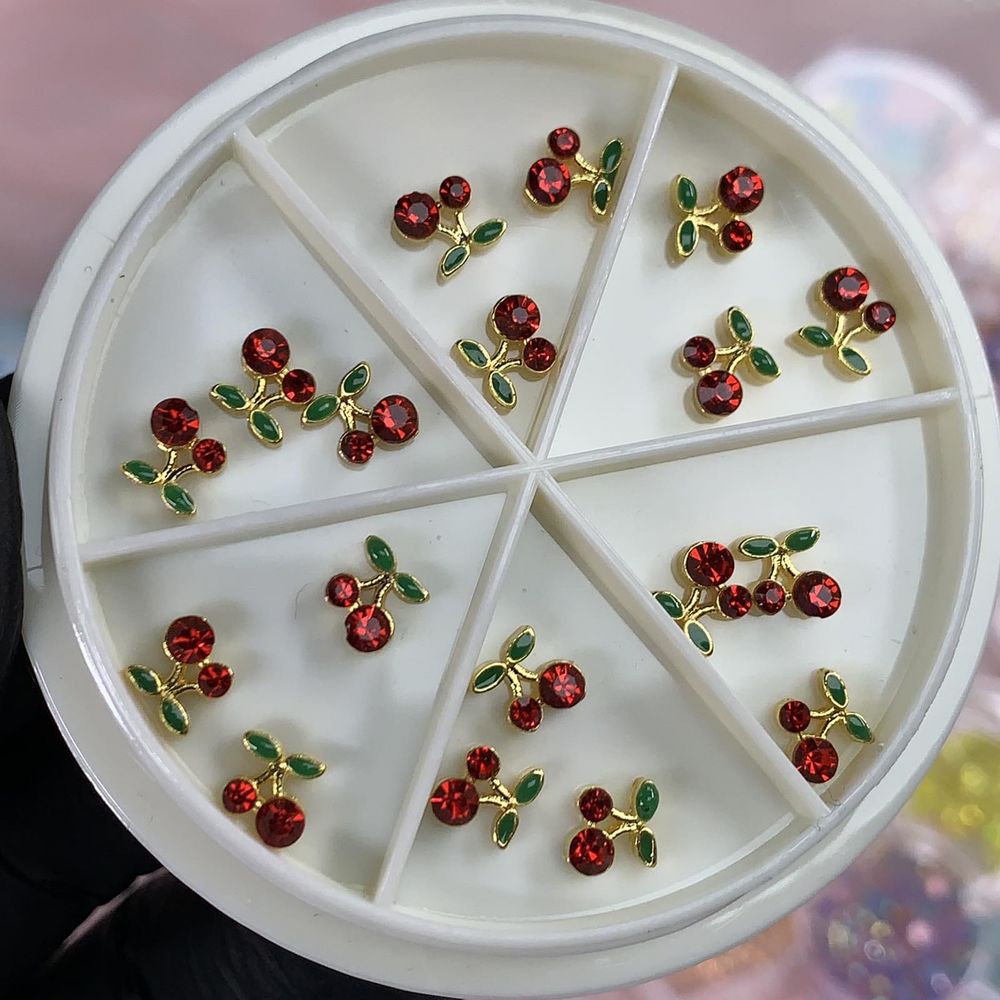 red cherry nail charms wheel - 2