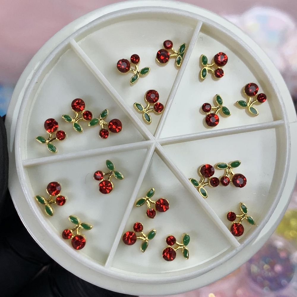 red cherry nail charms wheel - 3