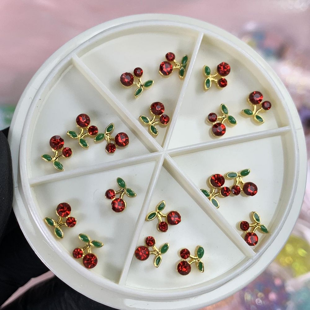 red cherry nail charms wheel - 4